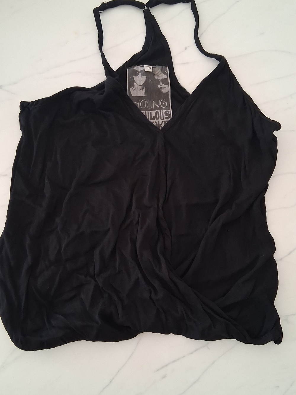 Young Fabulous & Broke Black Draped V-Neck Camisole